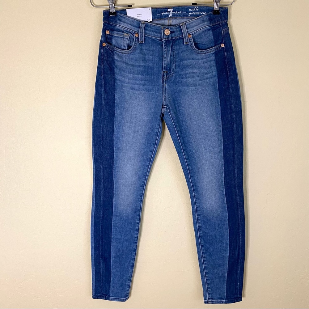 7 For All Mankind Gwenevere Ankle Skinny Jeans Tuxedo Side Stripe 26